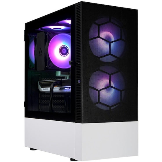 Sistem Desktop PC Gaming A+ cu procesor AMD Ryzen™ 5 8400F pana la 4.7GHz, 32GB DDR5, 1TB SSD, GIGABYTE Radeon™ RX 9060 XT GAMING OC ICE 16GB, No OS, Black/White