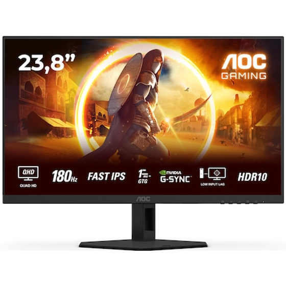 Monitor Gaming AOC Q24G4RE, 23.8", QHD (2560x1440), Fast IPS, WLED, 180Hz, 0.5ms MPRT, 1ms GtG, Adaptive Sync, NVIDIA G-SYNC Compatible, HDR 10, Flicker Free, Low Blue Light, HDMI, DisplayPort, Negru