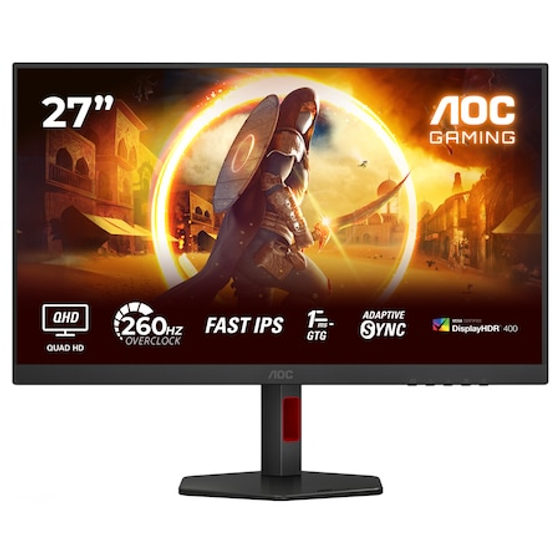 Monitor Gaming AOC Q27G4ZR, 27", QHD (2560x1440), Fast IPS, WLED, 260Hz (OC, 240Hz Native), 0.3ms, Adaptive Sync, NVIDIA G-SYNC Compatible, VESA Certified DisplayHDR™ 400, Flicker Free, Low Blue Mode, HDMI, DisplayPort, Pivot, Negru