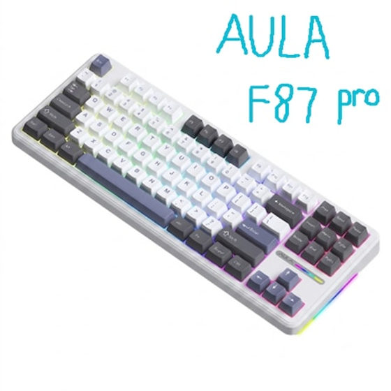 AULA F87 Pro, Tastatura mecanica gaming, 87 de taste, Switch-uri Greywood V4, Hot-Swap, Panou alb, Conectivitate Tri-Moda (2.4GHz/Bluetooth/USB-C)