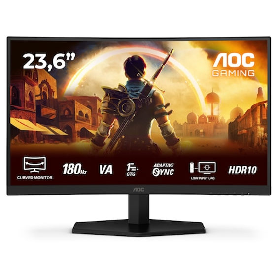 Monitor Gaming AOC C24G42E, Curbat 1500R, 23.6", Full HD (1920x1080), VA, WLED, 180Hz, 0.5ms MPRT, 4ms GtG, Freesync Premium, HDR 10, Flicker Free, Low Blue Light, Difuzoare 2x2W, HDMI, DisplayPort, Negru