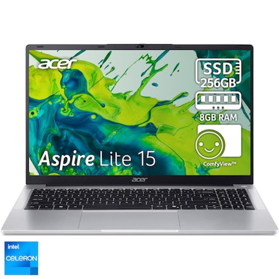 Laptop Acer Aspire Lite 15 AL15-32P-C49X cu procesor Intel® Celeron® N4500 pana la 2.8GHz, 15.6", Full HD, IPS, 8GB DDR4, 256GB SSD, Intel® UHD Graphics, NO OS, Silver