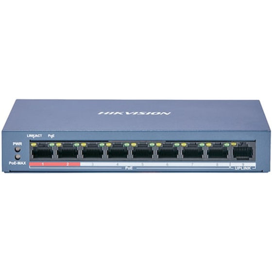 Switch Hikvision DS-3E0109P-E/M(B), 8-Port, PoE