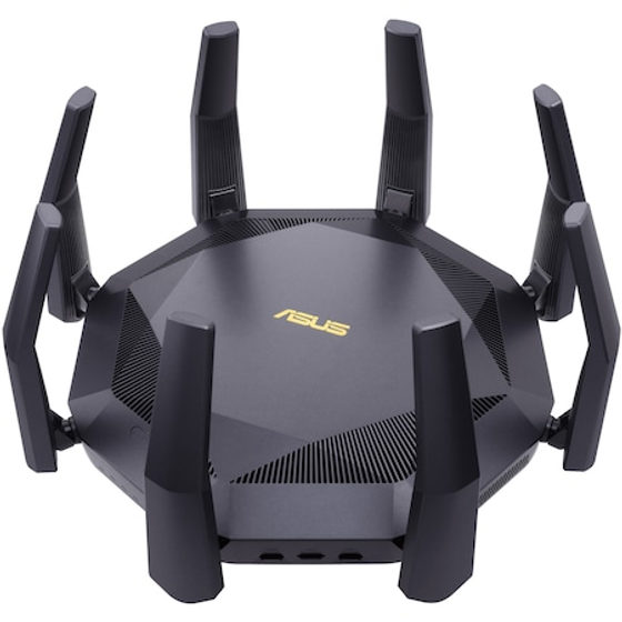 Router Gaming Wireless ASUS RT-AX89X, AX6000, 8x8 Dual-Band, Quad-Core 2.2GHz CPU, 256MB/1GB Flash/RAM, 10G port, SFP+ port, AiProtection Pro, Adaptive QoS, VPN server/client, IPTV, OFDMA, MU-MIMO, Beamforming, Link Aggregation, Port forwarding, AiMesh