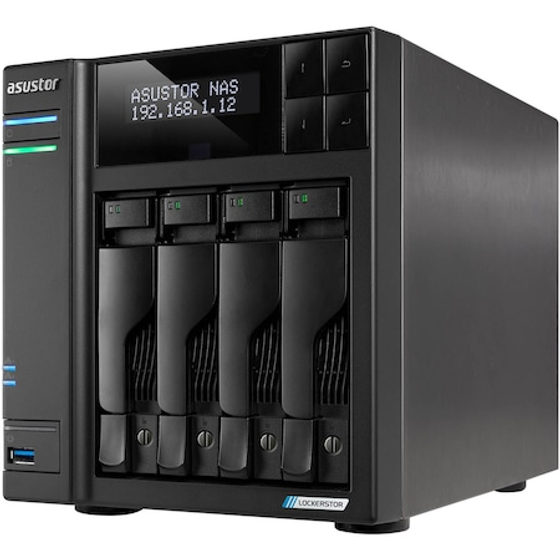 Network Attached Storage, Asustor Lockerstor 4 Gen2+,AS6704T v2, 4 Bay NAS, Quad-Core 2.0GHz CPU, Dual 5GbE Ports, 4GB RAM DDR4, Four M.2 SSD Slots