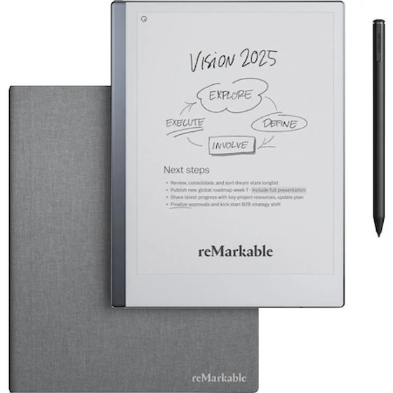 Tableta ePaper reMarkable 2, 10.3", 8 GB, Wi-Fi, USB-C, cu creion Marker Plus si husa, Gri