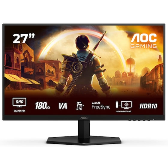 Monitor Gaming AOC Q27G42XNE, 27", QHD (2560x1440), Fast VA, 180Hz, 0.5ms MPRT, 1ms GtG, Adaptive Sync, AMD FreeSync, Flicker Free, Low Blue Light, Difuzoare 2x2W, HDMI, DisplayPort, Vesa, Negru