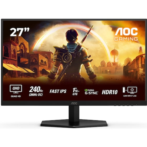 Monitor Gaming AOC Q27G42ZE, 27", QHD (2560x1440), IPS, 0.3ms, 260Hz, HDR 10, NVIDIA G-SYNC Compatible, Flicker Free, Bluelight Reducer, HDMI, DisplayPort, Vesa, Negru