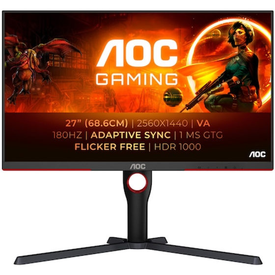 Monitor Gaming AOC Q27G3XMN/BK, 27", QHD (2560x1440), Fast VA, Mini LED, 180Hz, 1ms GtG, Adaptive Sync, AMD FreeSync Premium Pro, VESA Certified DisplayHDR™ 1000, Flicker Free, Low Blue Light, HDMI, DisplayPort, Pivot, Negru