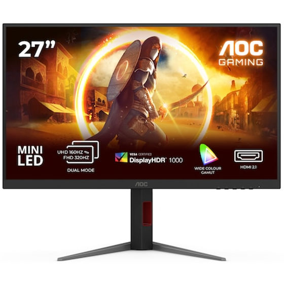 Monitor Gaming AOC U27G4XM, 27", UHD (3840x2160), Fast IPS, WLED, 160Hz, 1ms GtG, Adaptive Sync, NVIDIA G-SYNC Compatible, VESA Certified DisplayHDR™ 1000, Flicker Free, Low Blue Mode, HDMI, DisplayPort, Pivot, Negru