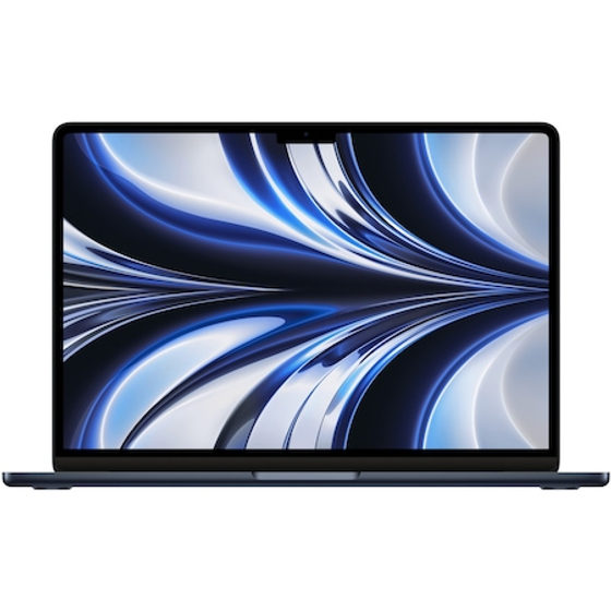Laptop Apple MacBook Air 13" cu procesor Apple M2, 8 nuclee CPU si 8 nuclee GPU, 16GB RAM, 256GB SSD, Midnight, INT KB