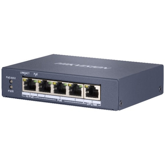 Switch Hikvision DS-3E0505HP-E, 4-Port Gigabit, PoE