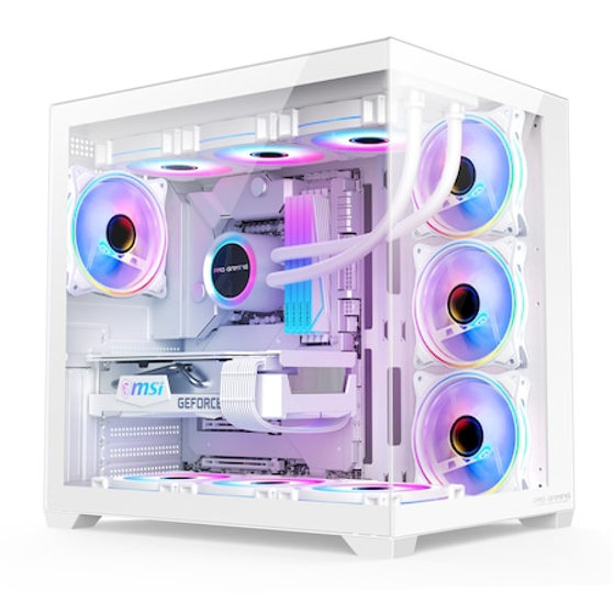 Calculator PC Gaming ProGaming Elite Alb Glacier Ryzen 7 9800X3D pana la 5.2GHz, 32GB DDR5, SSD 1TB, RTX 5070 12GB cu racire pe lichid, 7 ventilatoare incluse, Wi-Fi 6 si Windows 11 Instalat