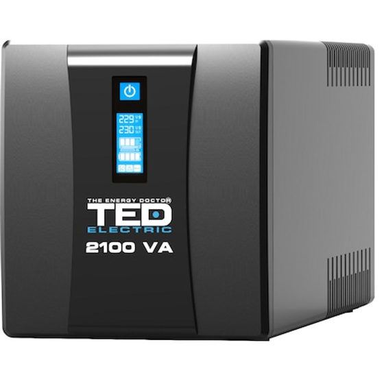 UPS cu 2 iesiri Schuko, Stabilizator (AVR) RELEE, Management si Display LCD, 2100VA / 1200W, TED Electric