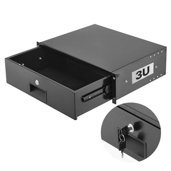 Sertar montabil in rack 3U, Glisant cu incuietoare, Greutate suportata 23 kg, Compatibil rack 48.26 cm, Gestionare cabluri, Pentru rack AV/IT si dulap server