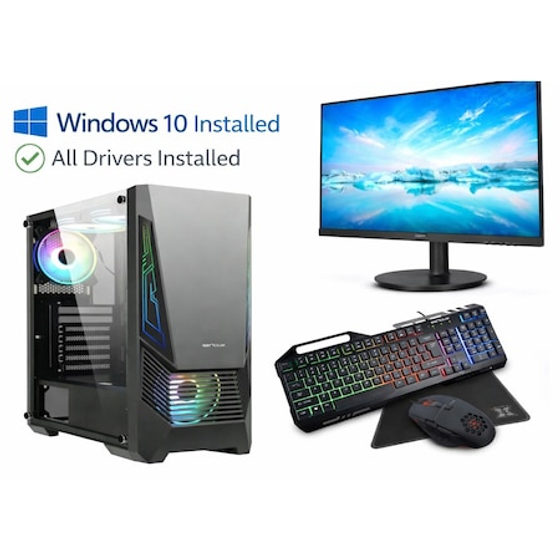 Pachet Desktop Gaming + Monitor 21, 5 Inch, I5-4570 Up to 3.6Ghz, AMD W4100 4GB Shared, 16GB RAM DDR3, 256GB SSD + 500GB HDD, Windows 10