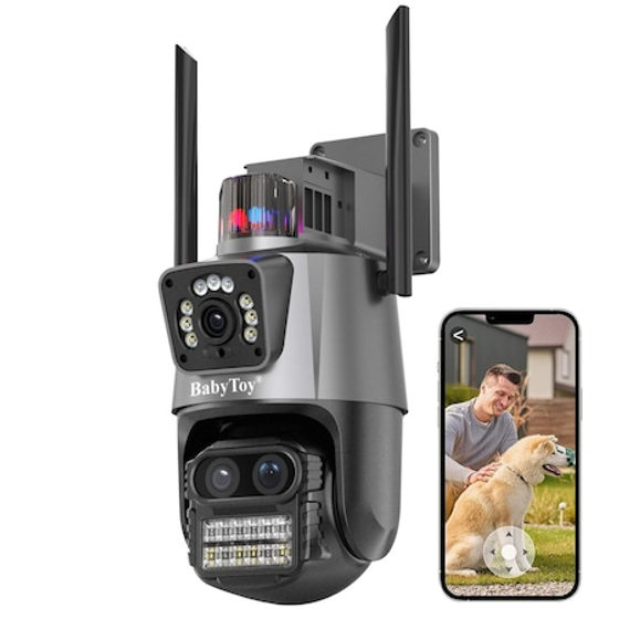 Camera de supraveghere IP WIFI BabyToy™ C3, 12MP, Zoom 8X, Exterior/Interior Rotativa, Ultra-Wide, Picture in Picture, Auto Tracking, Ultra HD 4K, Conectare Telefon, Functie Wireless, 2 Antene, Night Vision Color si Activare Lumina