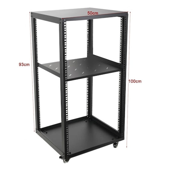 Raft pentru dulap de retea, rack server 20U, polita reglabila 2 mm, cu 4 roti, mobil pentru amplificator audio