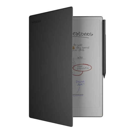 Tableta ePaper reMarkable Paper Pro cu husa Book Folio din piele premium neagra, Marker Plus pen si Marker tips incluse, display Canvas Color 11.8", procesor Cortex-A53 1.8 GHz Quad-Core, 2 GB RAM, capacitate 64 GB, Wi-Fi, argintiu