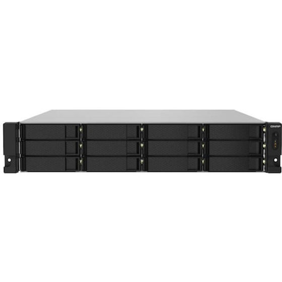 NAS, QNAP, TS-1232PXU-RP-4G, Cu 12 sertare, Cortex-A57 4x1,7GHz, 1x4GB RAM, 2x2.5G/1G/100M, 2x10GbE SFP+, Negru/Gri