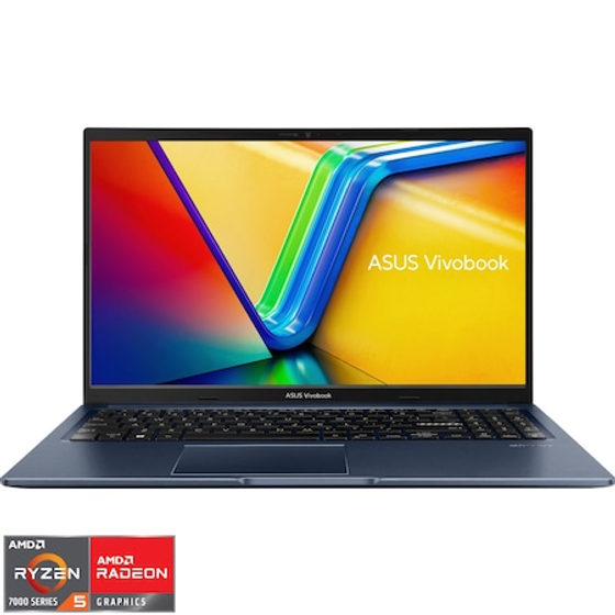 Laptop ASUS Vivobook 15 M1502YA cu procesor AMD Ryzen™ 5 7430U pana la 4.3GHz, 15.6'', Full HD, 16GB DDR4 RAM, 512GB SSD, AMD Radeon™ Graphics, No OS, Quiet Blue