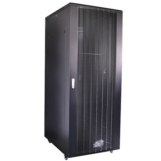 Dulap rack server LanKATT 19" 30U 600x800, echipat, montare pe podea / free standing, metalic, usi din metal perforat fata/spate, negru, dezasamblat