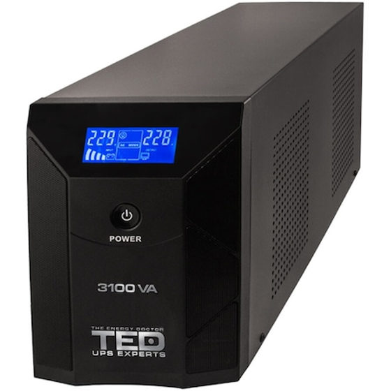 UPS 3100VA / 1800W LCD cu stabilizator 3 iesiri schuko, TED Electric