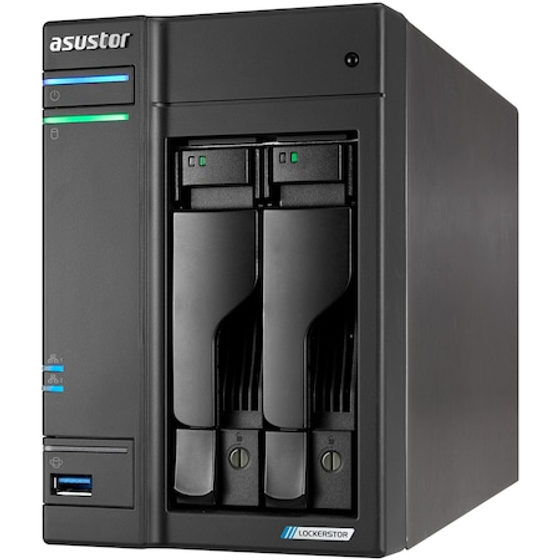 Network Attached Storage, Asustor Lockerstor 2 Gen2+,AS6702T v2, 2 Bay NAS, Quad-Core 2.0GHz CPU, Dual 5GbE Ports, 4GB RAM DDR4, Four M.2 SSD Slots