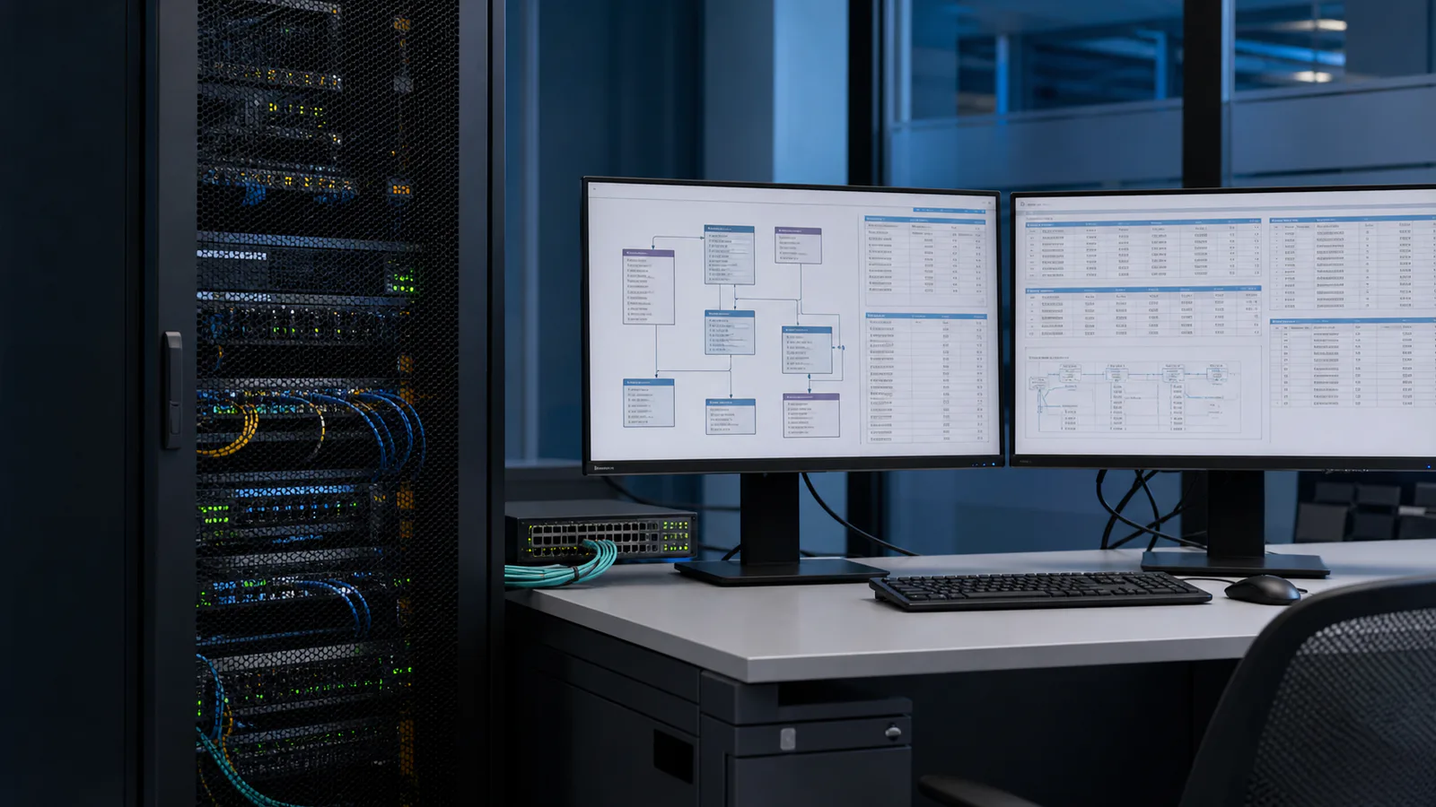 Servere și monitoare cu structuri de date folosite pentru configurarea unui asistent AI intern