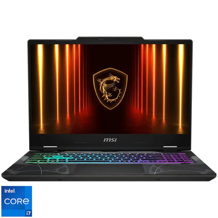 Laptop Gaming MSI Cyborg 15 B13WFKG cu procesor Intel® Core™ i7-13620H pana la 4.9GHz, 15.6'', IPS, 144Hz, 16GB DDR5 RAM, 512GB SSD, NVIDIA® GeForce RTX™ 5060 8GB GDDR7, Free DOS, Translucent Black