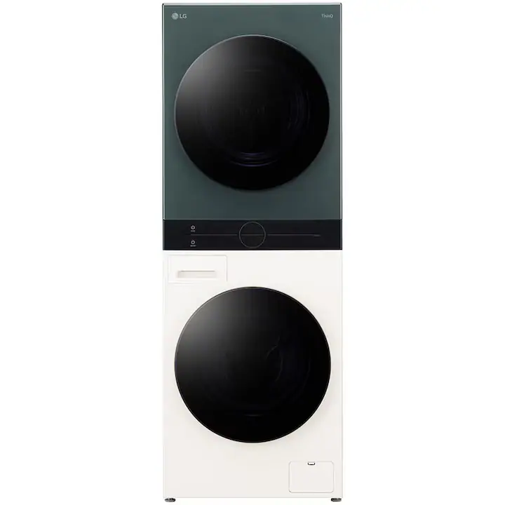 Masina de spalat rufe cu uscator LG WT1210EGF, Spalare 12 kg, Uscare 10 kg, 1400 RPM, Steam, TurboWash 360, Clasa A/C, Verde/Bej