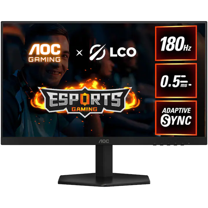 Monitor Gaming AOC 24G42E, 23.8", Full HD, 180 HZ, 0.5ms, Adaptive Sync, Fast IPS, HDR10, Negru
