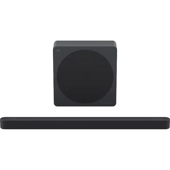 Soundbar Slim TCL A65K , 3.1.2, 410W, Bluetooth 5.3, Sunet Bang & Olufsen, Dolby Atmos & DTS-Virtual:X, HDMI eARC, Subwoofer Wireless, Negru