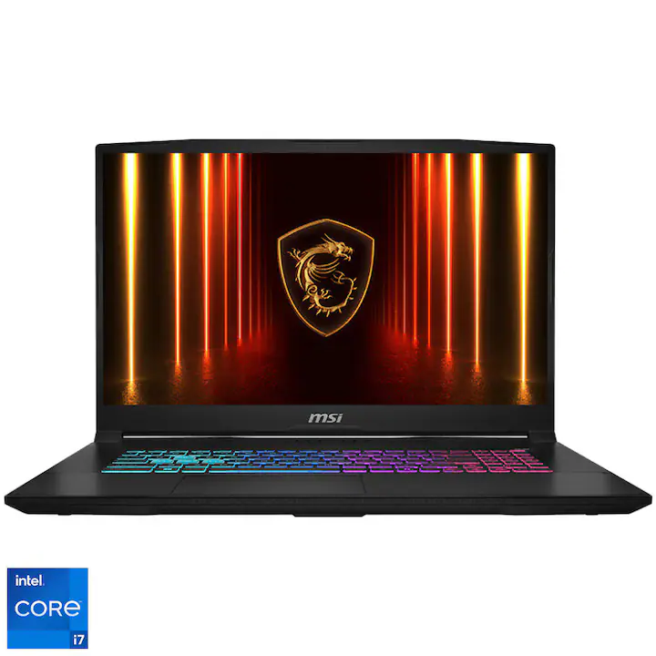 Laptop Gaming MSI Katana 17 HX B14WEK cu procesor Intel® Core™ i7-14650HX pana la 5.2GHz, QHD, IPS, 240Hz, 16GB DDR5 RAM, 1TB SSD, NVIDIA® GeForce RTX™ 5050 8GB GDDR7, Free DOS, Black