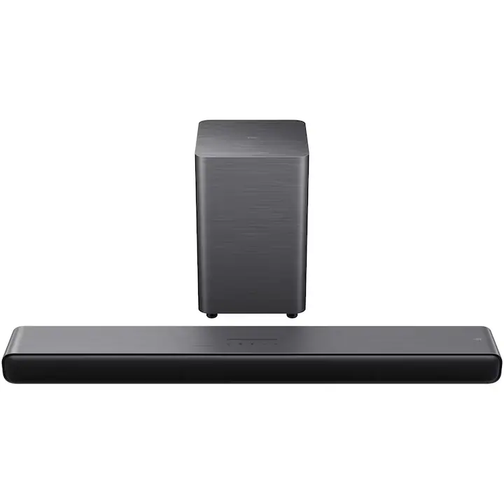 Soundbar TCL S55H, 2.1, 220W, Bluetooth 5.2, Dolby Atmos & DTS-Virtual:X, HDMI eARC, Subwoofer Wireless, Negru