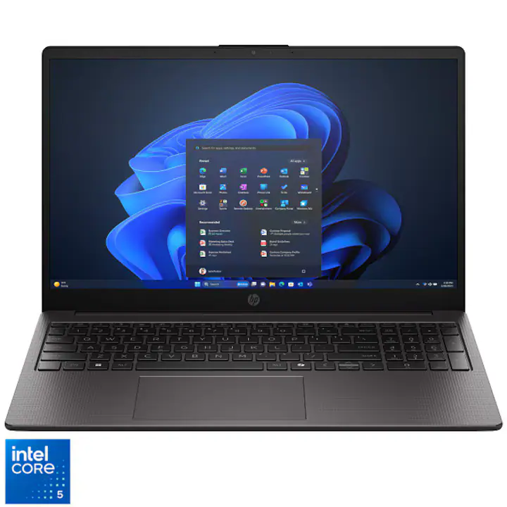 Laptop HP 250R G10 cu procesor Intel® Core™ 5 120U pana la 5.0GHz, 15.6" Full HD, 16GB DDR5 RAM, 512GB SSD, Intel® Graphics, Win 11 Pro, Dark ash silver
