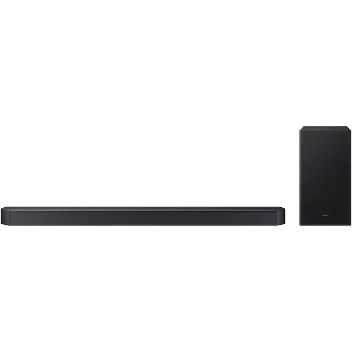 Soundbar Samsung HW-Q600F, 3.1.2, 380W, Bluetooth, Subwoofer wireless, Dolby Atmos, HDMI eARC, Negru Titan