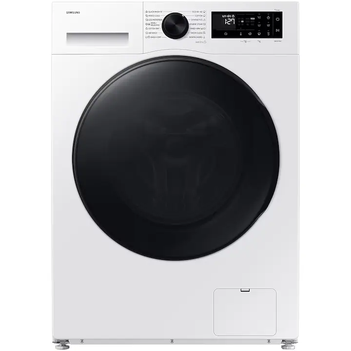 Masina de spalat rufe cu uscator Samsung WD11DG5B15BELE, Spalare 11 kg, Uscare 6 kg, 1400 RPM, Clasa D, AI Ecobubble, WiFi, Alb