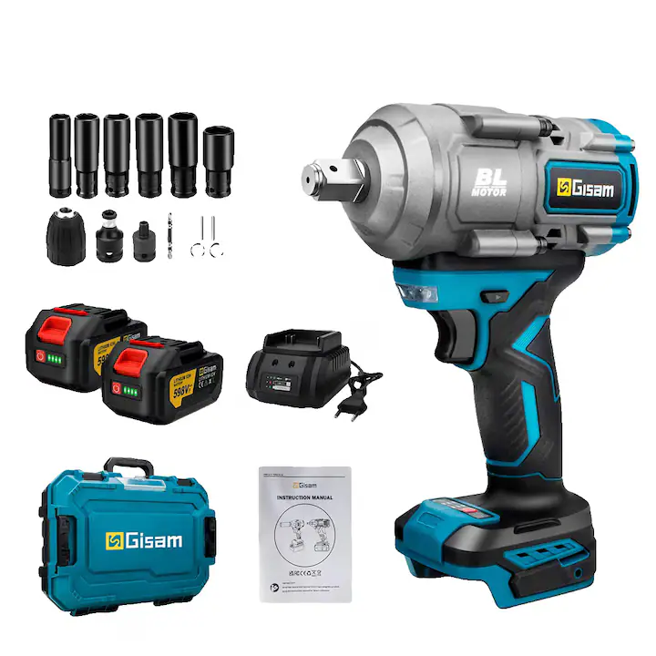 Cheie electrica cu impact, Gisam, 2000N.M, 1/2 inch, 2 acumulatori, 18V, 0-7900 rpm