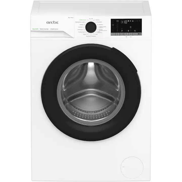 Masina de spalat rufe Arctic APLM2WFSU28411WPB, 8 Kg, 1400 RPM, Clasa A, Motor Silent Inverter, ExtraSteam, IronExpress, Recycled Tub, Fast/Intensive, Steam, WaterMode, Child Lock, Add-In, Alb