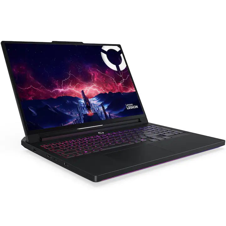 Laptop Gaming Lenovo Legion Pro 7 16AFR10H cu procesor AMD Ryzen™ 9 9955HX3D pana la 5.4GHz, 16" WQXGA, OLED, 240Hz, 64GB DDR5 RAM, 1TB SSD, NVIDIA® GeForce RTX™ 5080 16GB GDDR7, No OS, Eclipse Black, 3y on-site Premium Care