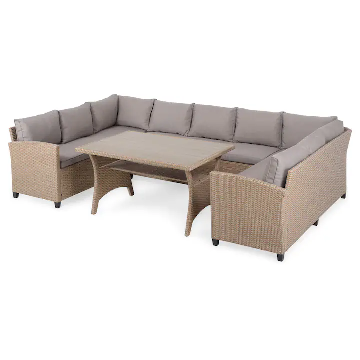 Coltar 4 piese cu spatiu depozitare gradina/terasa Maison Mex BAXTER L 305 l 176 H 73 natur/bej