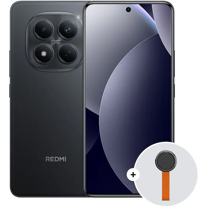 Telefon Mobil Xiaomi REDMI Note 15 Pro, 8GB RAM, 256GB, Black + Woven Strap Ring Stand