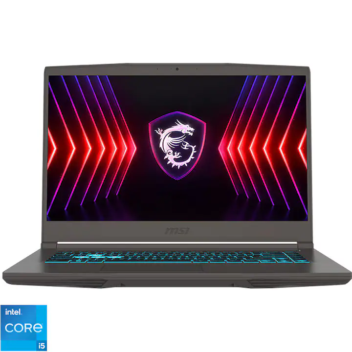 Laptop Gaming MSI Thin 15 B13VE cu procesor Intel® Core™ i5-13420H pana la 4.6GHz, 15.6'', IPS, Full HD, 144Hz, 16GB DDR4 RAM, 512GB SSD, NVIDIA® GeForce RTX™ 4050 6GB GDDR6, No OS, Cosmos Gray