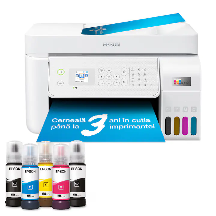 Multifunctional Inkjet color CISS Epson EcoTank L5316, A4, 10 ppm, USB, Retea, Wireless Alb