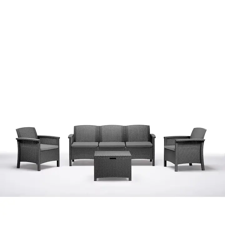 Set de mobilier BICA VENEZIA, canapea 3 locuri, 2 fotolii, masuta, grafit