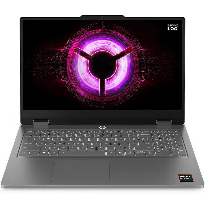 Laptop Gaming Lenovo LOQ 15ARP11 cu procesor AMD Ryzen™ 7 170 pana la 4.75GHz, 15.6" Full HD, IPS, 144Hz, 16GB DDR5 RAM, 1TB SSD, NVIDIA GeForce RTX™ 5060 8GB GDDR7, No OS, Luna Grey, 3Y Courier