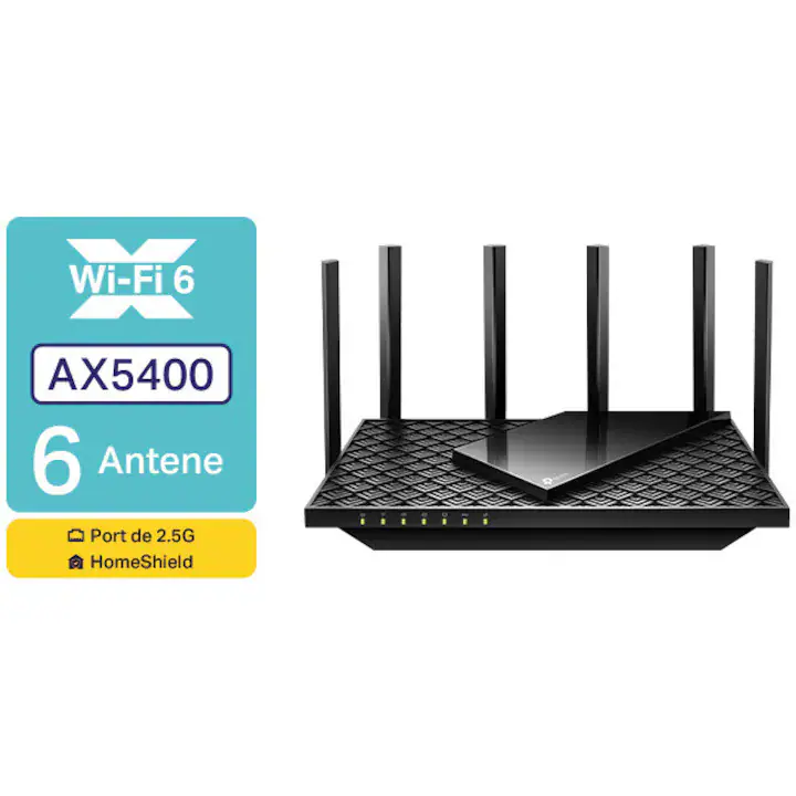 Router wireless TP-Link Archer AX72 Pro, AX5400, Wi-Fi 6, Dual-Band Gigabit, 1x2.5 Gigabit, USB 3.0, MU-MIMO