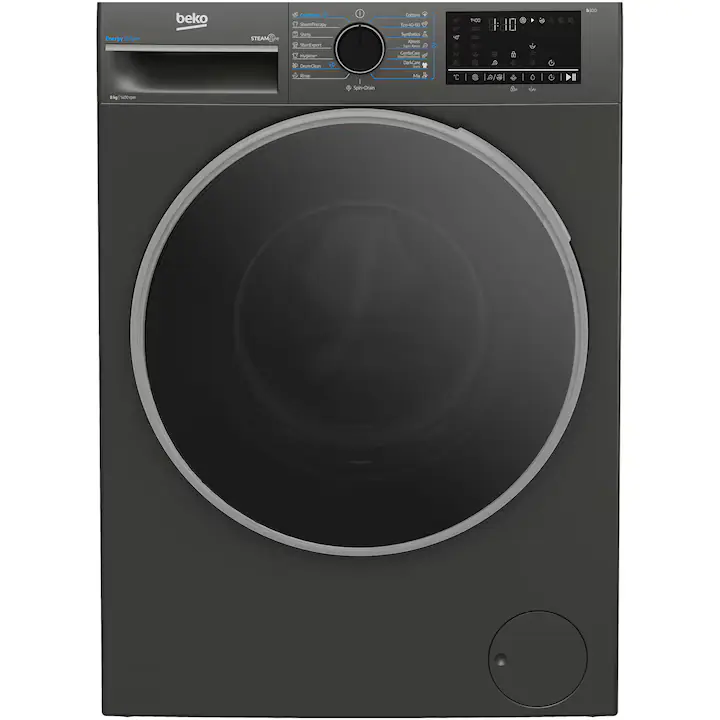 Masina de spalat rufe Beko B3WFU48415MB2ES, 8 kg, 1400 RPM, Clasa A, SteamCure, AddXtra, Motor ProSmart Inverter, AutoClean Detergent Drawer, Antracit