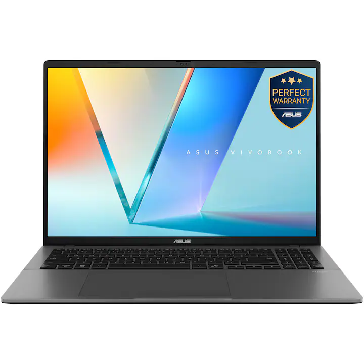 Laptop ASUS Vivobook S16 M3607HA cu procesor AMD Ryzen 7 260 pana la 5.1GHz, 16'', WUXGA, IPS, 144Hz, 16GB DDR5 RAM, 1TB SSD, AMD Radeon Graphics, No OS, Matte Gray